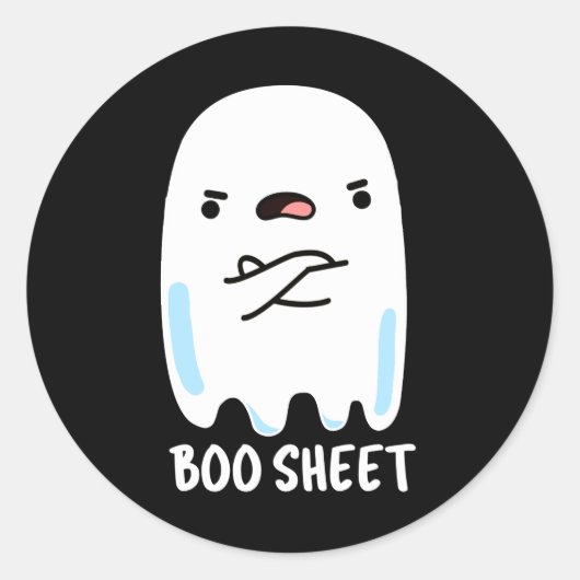 Boo Sheet Funny Halloween Ghost Pun Dark BG Runder Aufkleber (Vorderseite)