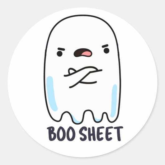 Boo Sheet Funny Halloween Ghost Pun Runder Aufkleber (Vorderseite)