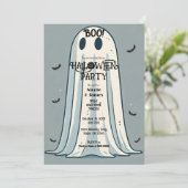 BOO! Sheet Ghost Vintag Green Halloween Einladung (Stehend Vorderseite)
