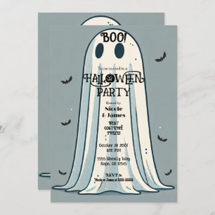 BOO! Sheet Ghost Vintag Green Halloween Einladung