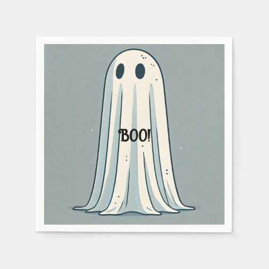 BOO! Sheet Ghost Vintages grünes Halloween-Party Serviette (Vorderseite)