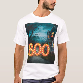 Boo Skeleton Pumpkin Spuk House Halloween T-Shirt