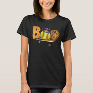 Boo Softball Halloween-Muster T-Shirt