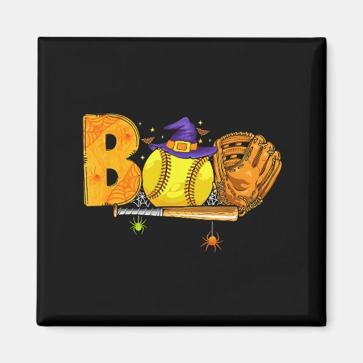 Boo Softball Player Catcher Tcher Funny Halloween Magnet (Vorne)