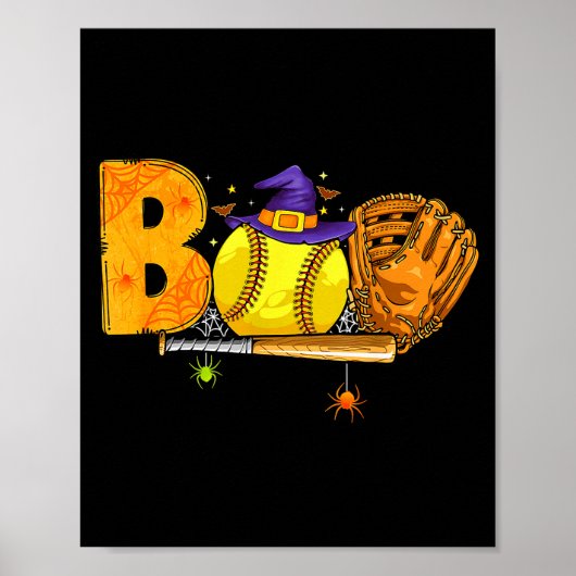 Boo Softball Player Catcher Tcher Funny Halloween  Poster (Vorne)