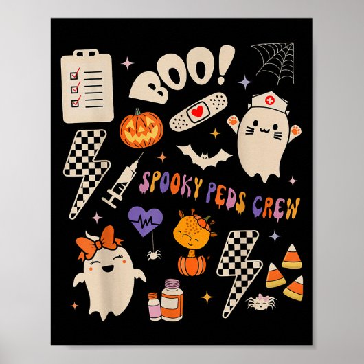 Boo Soky Peds Crew Ghost Pediatric Nurse Halloween Poster (Vorne)