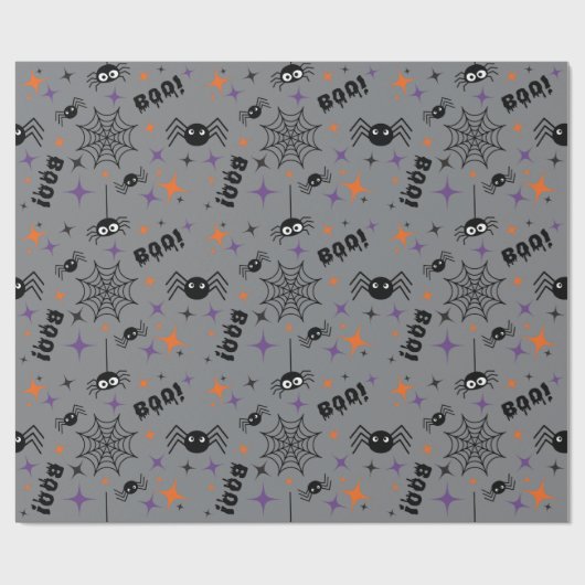 Boo! Spider Cobweb Spooky Nahtloses Wrapping Paper Geschenkpapier (Flach)