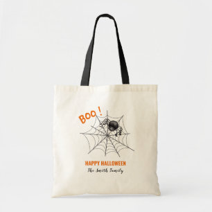 Boo Spider Web Black Custom Halloween Familienname Tragetasche