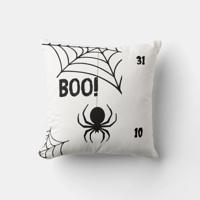 BOO! Spider & Web Halloween Throw Pillow Kissen (Vorderseite)