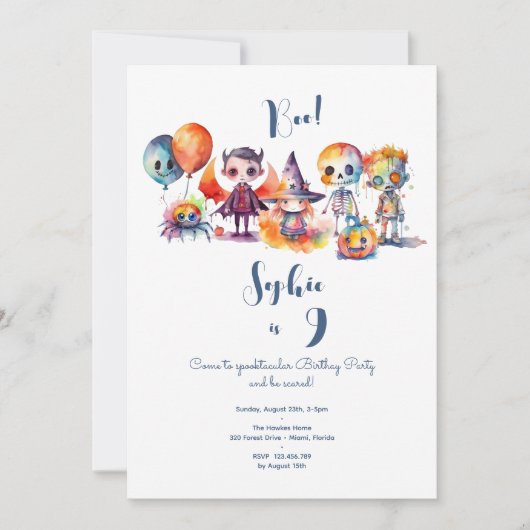 Boo! Spooktacular-Kindergeburtstag-Party Einladung (Vorderseite)