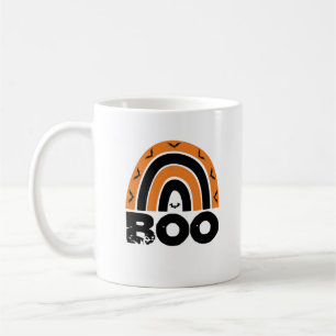 Boo - Spooky Bats & Orange-Black Rainbow Halloween Kaffeetasse