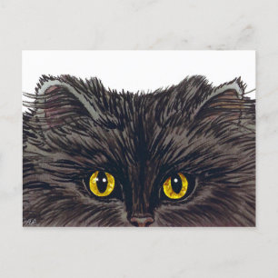 BOO! Spooky Black Cat from original Watercolor Postkarte
