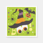 Boo Spooky Hexenhut Fledermäuse Niedlich Halloween Serviette (Vorderseite)