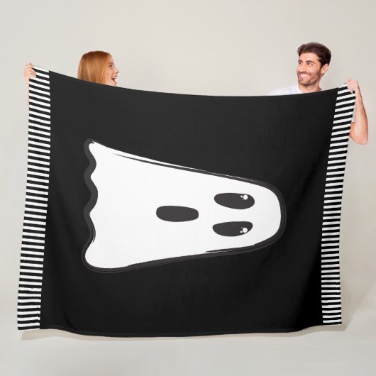 BOO! Spooky Niedlich Ghost Halloween Schwarz-weiß Fleecedecke (Beispiel)