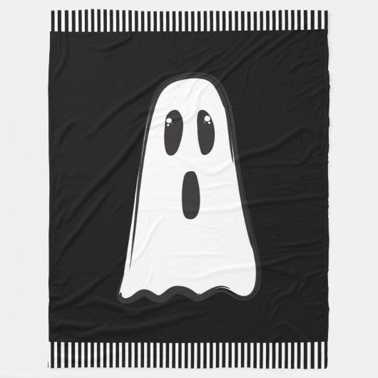BOO! Spooky Niedlich Ghost Halloween Schwarz-weiß Fleecedecke (Vorderseite)