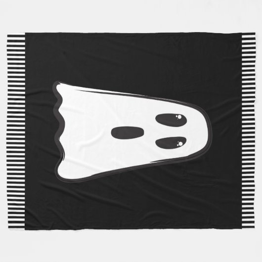BOO! Spooky Niedlich Ghost Halloween Schwarz-weiß Fleecedecke (Vorderseite (Horizontal))