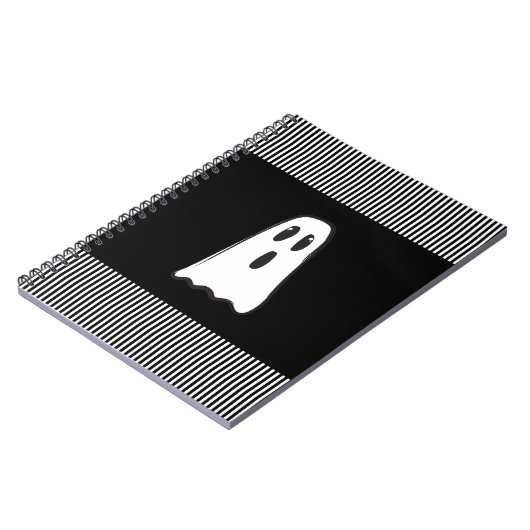 BOO! Spooky Niedlich Ghost Halloween Schwarz-weiß Notizblock (Linke Seite)