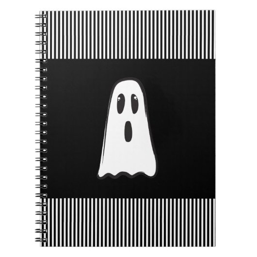 BOO! Spooky Niedlich Ghost Halloween Schwarz-weiß Notizblock (Vorderseite)