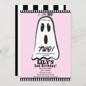 BOO! Spooky Niedlich Ghost Pink Halloween Geburtst Einladung (Vorne/Hinten)