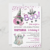 Boo Spooky Pink Skull Girl Halloween Geburtstag Einladung (Vorderseite)