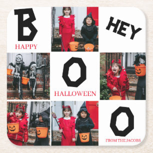 Boo Spooky Pumpkins Halloween Familie 5 Foto Rechteckiger Pappuntersetzer