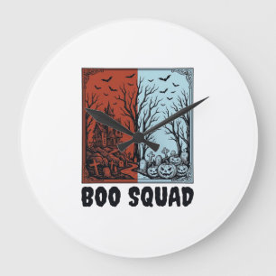 Boo Squad Vintage Halloween-Kürbis-Shirt-Design_1 Große Wanduhr