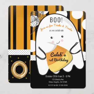 Boo Süßer Geist Halloween EIN 1. Geburtstagsfeier Einladung