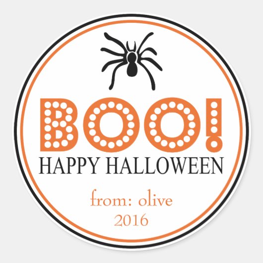 Boo! Tarantula Spider (schwarz / orange) Runder Aufkleber (Vorderseite)