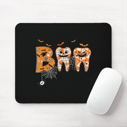 Boo Teeth Pumpkin Dentist Zahnhygienist Hallowe Mousepad (Mit Mouse)