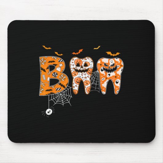 Boo Teeth Pumpkin Dentist Zahnhygienist Hallowe Mousepad (Vorne)