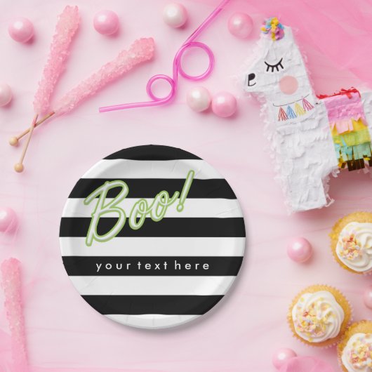 BOO-Teller für Schwarz-weiß gestrichenes Halloween Pappteller (Party)