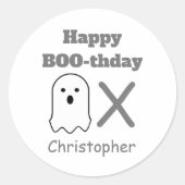 BOO-thday Ghost Runder Aufkleber (Vorderseite)