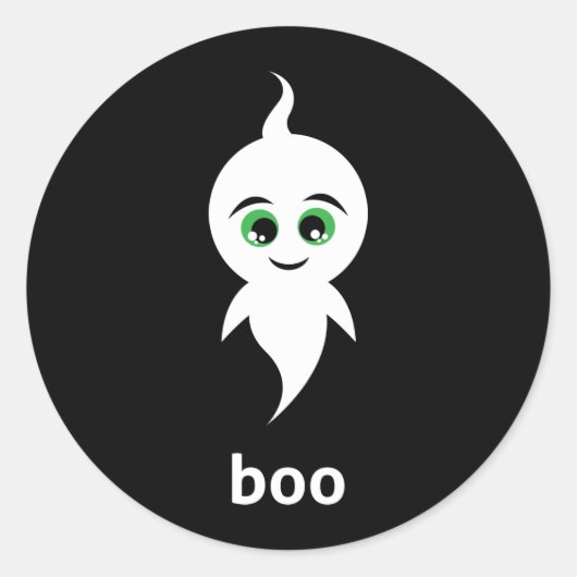 Boo the Ghost Runder Aufkleber (Vorderseite)