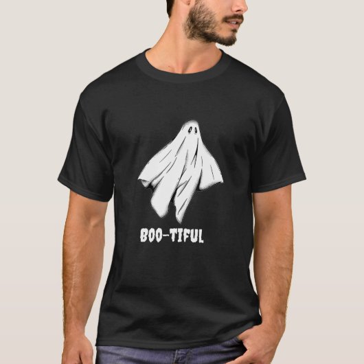Boo-tiful Ghost | Niedliches T-Shirt Schwarz/Weiß  (Vorderseite)