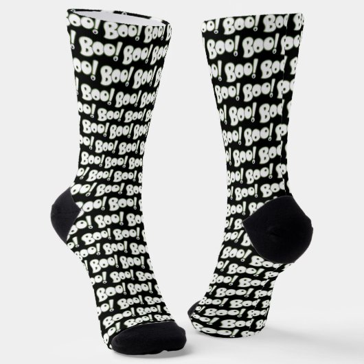 BOO tiful Halloween Ghost Cartoon Type Black Socken (Gewinkelt)