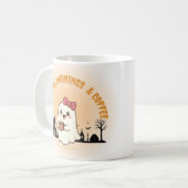 Boo-tiful Mornings & Coffee" Cute Ghost Halloween Kaffeetasse (Vorderseite Links)