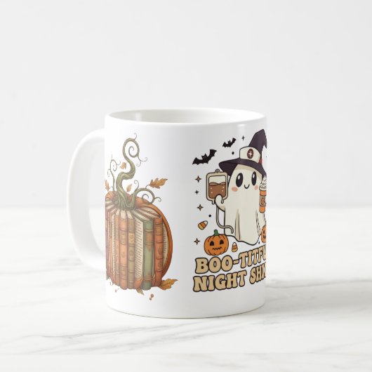 Boo-tiful Nurse Ghost Pumpkin Night Shift Mug Kaffeetasse (Vorderseite Links)