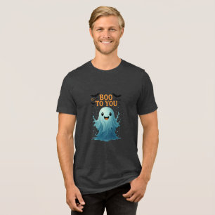 "Boo to You" Cute Ghost Halloween Art Tri-Blend Shirt
