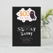 Boo to You Ghost Modernes Minimalistisches Hallowe Einladung (Stehend Vorderseite)