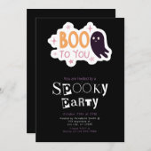 Boo to You Ghost Modernes Minimalistisches Hallowe Einladung (Vorne/Hinten)