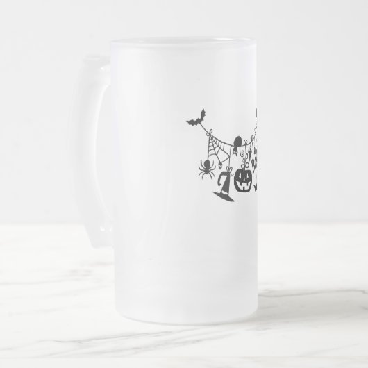 Boo Trick oder Treat Halloween-Fledermäuse, Pumpki Mattglas Bierglas (Vorderseite Links)