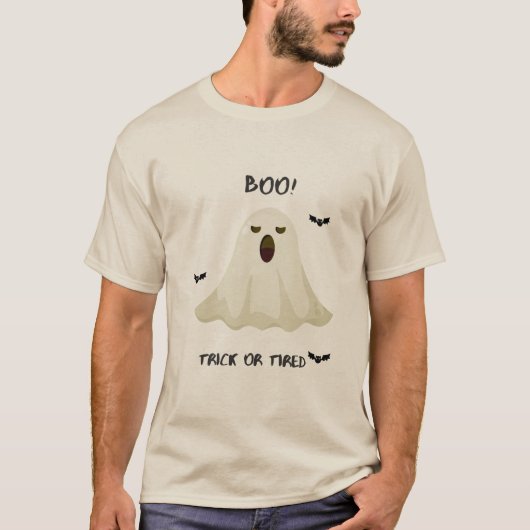 Boo, Trick or Tired – Funny Halloween Ghost Shirt (Vorderseite)