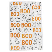 BOO Typografie Playful White Ghosts Halloween Mittlere Geschenktüte (Vorderseite)