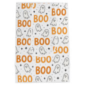 BOO Typografie Playful White Ghosts Halloween Mittlere Geschenktüte (Rückseite)
