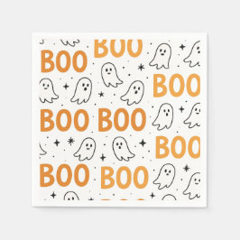 BOO Typografie Playful White Ghosts Halloween Serviette