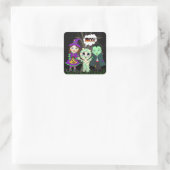Boo! Vampire, Hexe und Mummy Halloween Quadratischer Aufkleber (Tasche)
