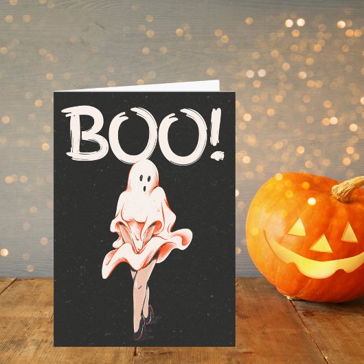 Boo! Vintag Ghost Costume Halloween Karte