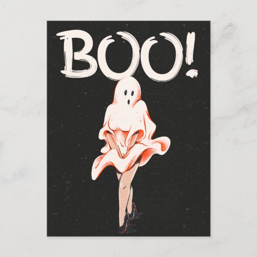 Boo! Vintag Ghost Costume Halloween Postkarte (Vorderseite)