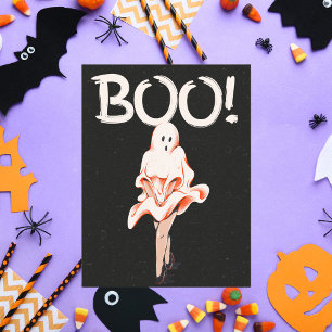 Boo! Vintage-Geisterkostüm Halloween Feiertagskarte