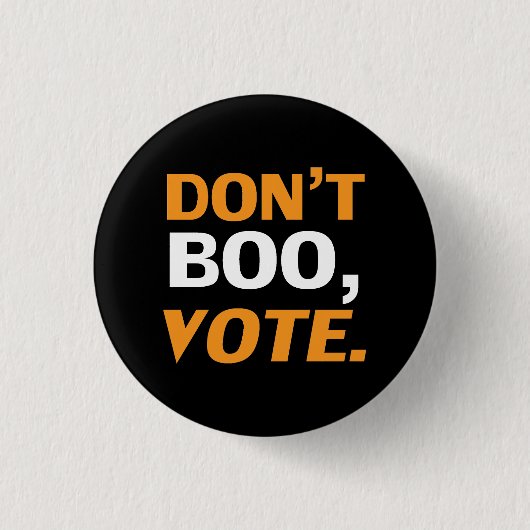 "Boo, vote" Halloween, schwarze Orange zur Wahl Button (Vorderseite)
